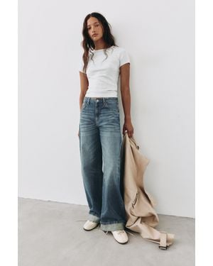Pull&Bear Jeans Baggy A Palloncino Con Risvolto - Blu