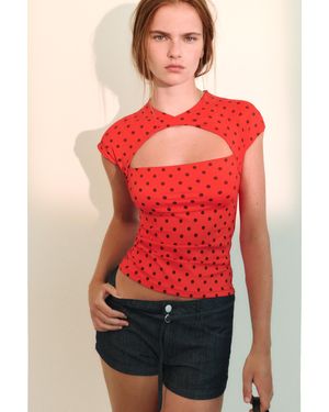 Pull&Bear Maglietta Con Scollo Cut Out - Rosso