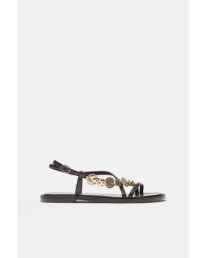 Pull&Bear Sandali Bassi Con Perline - Neutro
