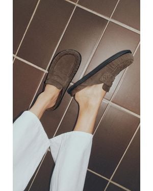 Pull&Bear Klompen Met Gerimpeld Mocassindetail Van Leer - Bruin