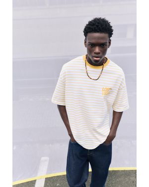 Pull&Bear T-Shirt Stwd Boxy A Righe - Bianco