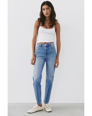 Pull&Bear Jean Slim Taille Haute - Bleu