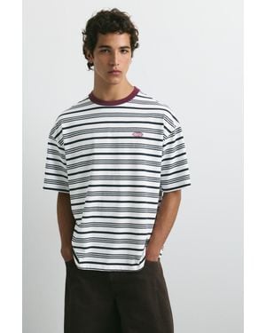 Pull&Bear Maglietta Relax Fit A Righe - Grigio