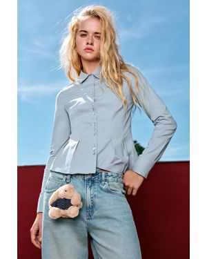 Pull&Bear Camicia Con Pieghe - Blu