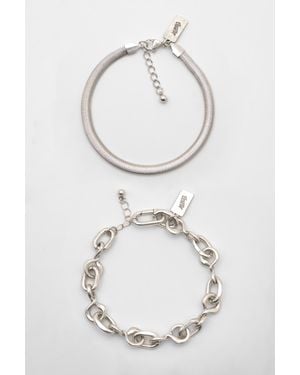 Pull&Bear Pack 2 Bracciali A Catena - Bianco