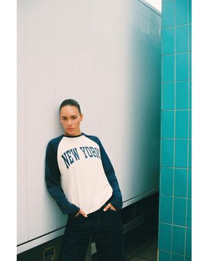 Pull&Bear T-Shirt Manches Raglan New York - Bleu
