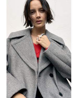 Pull&Bear Lange Zachte Jas Van Synthetische Wol - Grijs