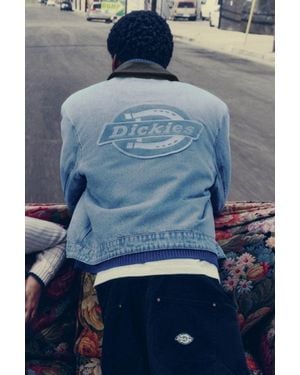 Pull&Bear Dickies Denim Jack Met Leer - Blauw