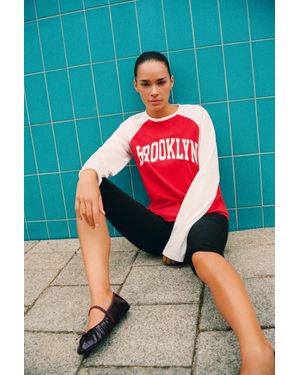 Pull&Bear T-Shirt Raglan Brooklyn - Bleu