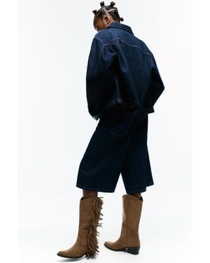 Pull&Bear Stivali Cowboy Con Frange - Blu