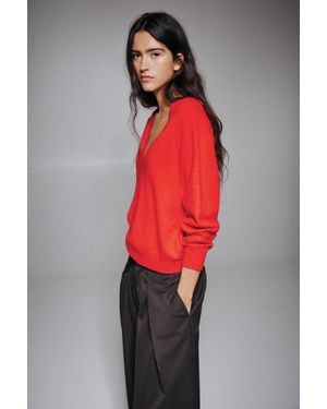 Pull&Bear Basis Trui Met V-Hals - Rood