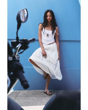Pull&Bear Witte Lange Rok Met Vlakken