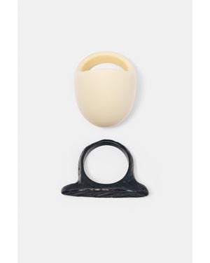 Pull&Bear Lot Bagues Maxi Résine - Blanc