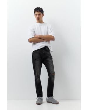Pull&Bear Jeans Slim Strappati - Grigio