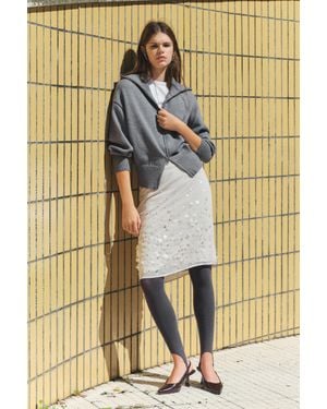 Pull&Bear Rechte Midi-Rok Met Lovertjes - Naturel