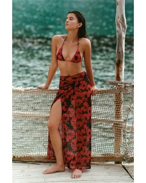 Pull&Bear Lange Pareo Met Bloemen - Groen