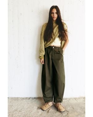 Pull&Bear Cargo Pofmouw Broek Met Plooien - Groen