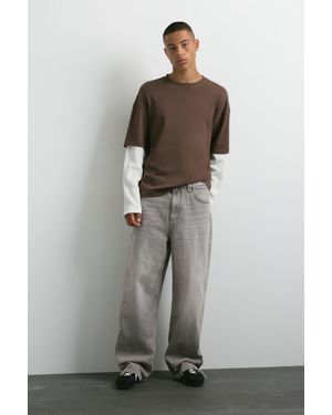 Pull&Bear Jean Baggy Relaxed Fit - Gris