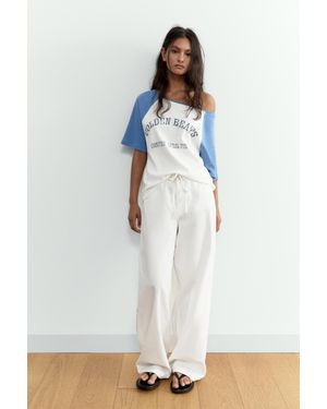 Pull&Bear T-Shirt Raglan À Motif - Blanc
