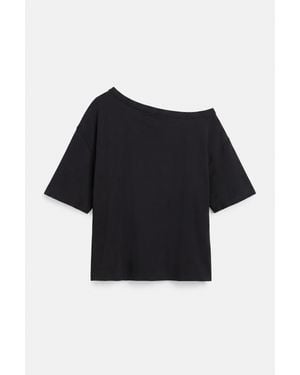 Pull&Bear Asymmetrisch T-Shirt Met Korte Mouw - Zwart