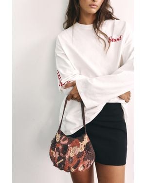 Pull&Bear Borsa A Spalla Con Perline - Bianco