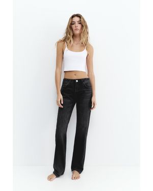 Pull&Bear Jeans Dritti Vita Media - Bianco