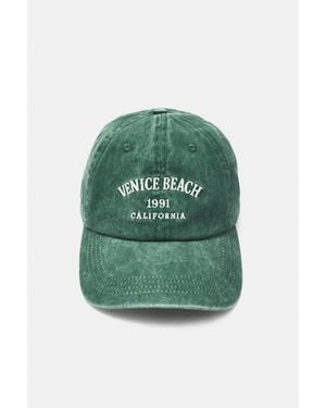 Pull&Bear Cappello Con Ricamo Venice Beach - Verde