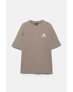 Pull&Bear Felpa A Maniche Corte Grafica - Grigio