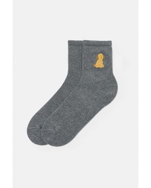 Pull&Bear Calzini Con Ricamo Cane - Grigio