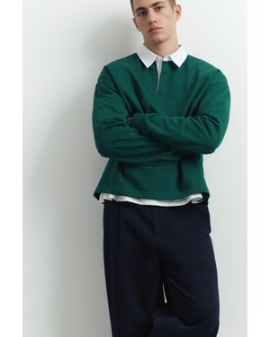 Pull&Bear Polo A Maniche Lunghe A Righe - Verde