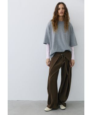 Pull&Bear Pantalon Habillé Pinces Et Boucles - Gris