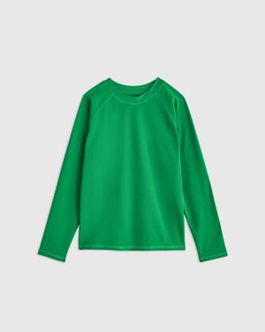 Quince Long Sleeve Raglan Rash Guard, Recycled Nylon/Polyester/Spandex - Green