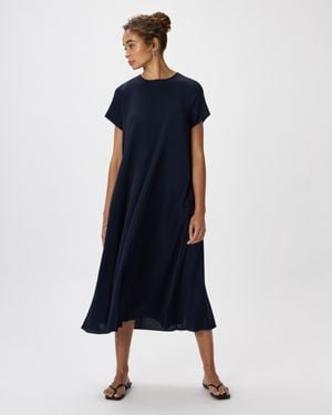 Quince Washable Stretch Silk Voluminous Maxi Dress - Blue