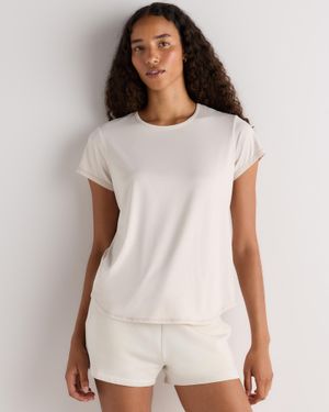 Quince Flowknit Breeze Tee, 100% Polyester - White