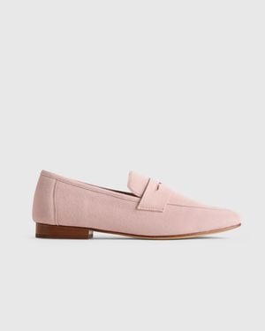 Quince Italian Suede Penny Loafer, Suede Leather - Pink