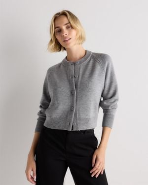 Quince Australian Merino Wool Raglan Crewneck Cardigan - Gray