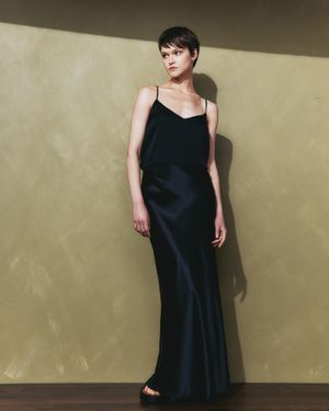 Quince Maxi Skirt, Silk - Blue