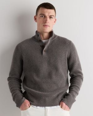 Quince Mongolian Cashmere Waffle Quarter Button Sweater - Gray