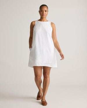 Quince 100% European Linen Tank Top Mini Dress - White