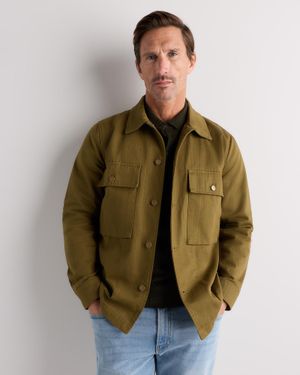 Quince 100% Organic Herringbone Twill Shirt Jacket, Organic Cotton - Green