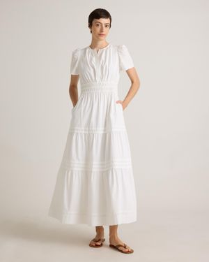 Quince Poplin Tiered Maxi Dress, Cotton - Natural