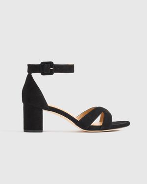 Quince Italian Leather Crisscross Block Heel Sandal - White