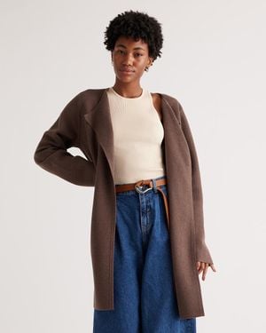 Quince Knit Collarless Coat, Organic Cotton - Blue