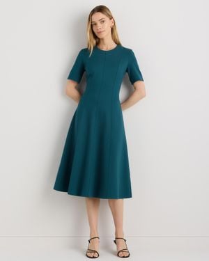 Quince Ultra-Stretch Ponte Short Sleeve Midi Dress, Rayon - Blue