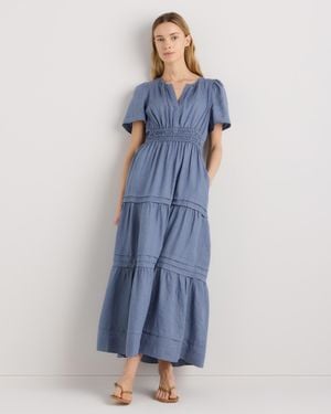 Quince 100% European Linen Tiered Maxi Dress - Blue