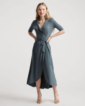 Quince Tencel Jersey Midi Wrap Dress - Blue