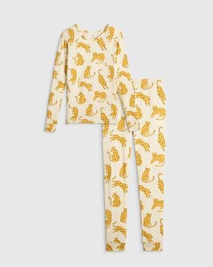 Quince Bamboo Long Sleeve And Pants Pajama Set - Metallic