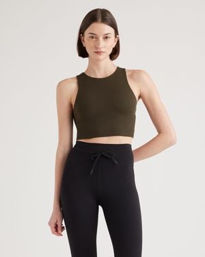 Quince Ultra-Form High-Neck Cropped Tank Top, Nylon/Spandex - Multicolor