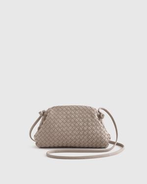 Quince Naomi Handwoven Clutch, Italian Leather - Natural