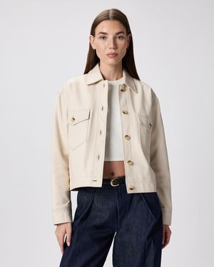 Quince Cropped Jacket, Leather - Natural